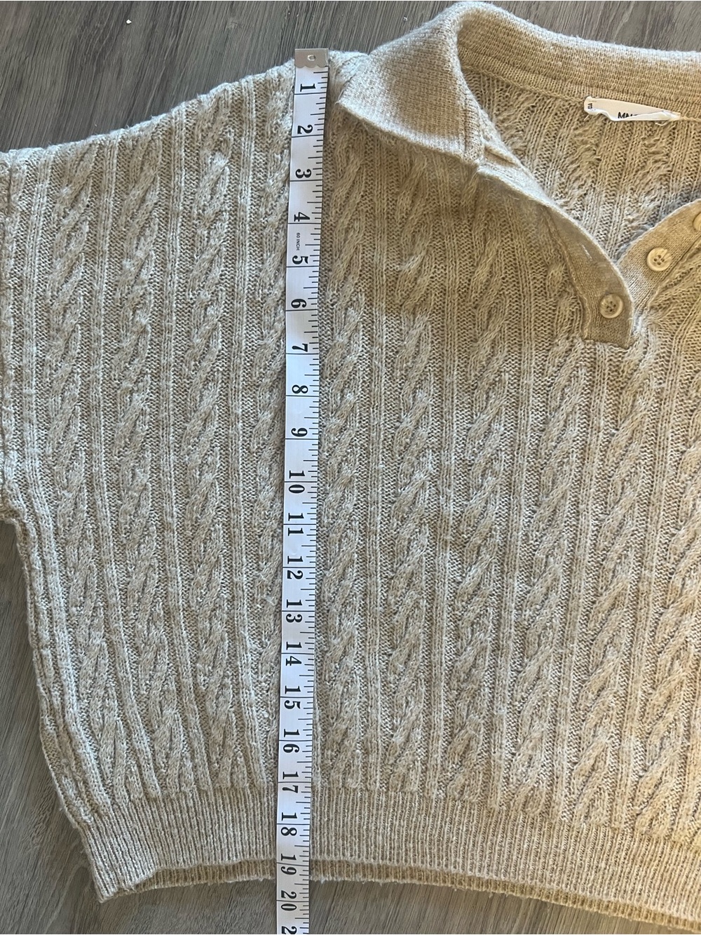 Cable Knit Collared Sweater - Beige - Picture 5 of 6
